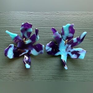 Lele Sadoughi Paper Flower Earrings Purple Blue